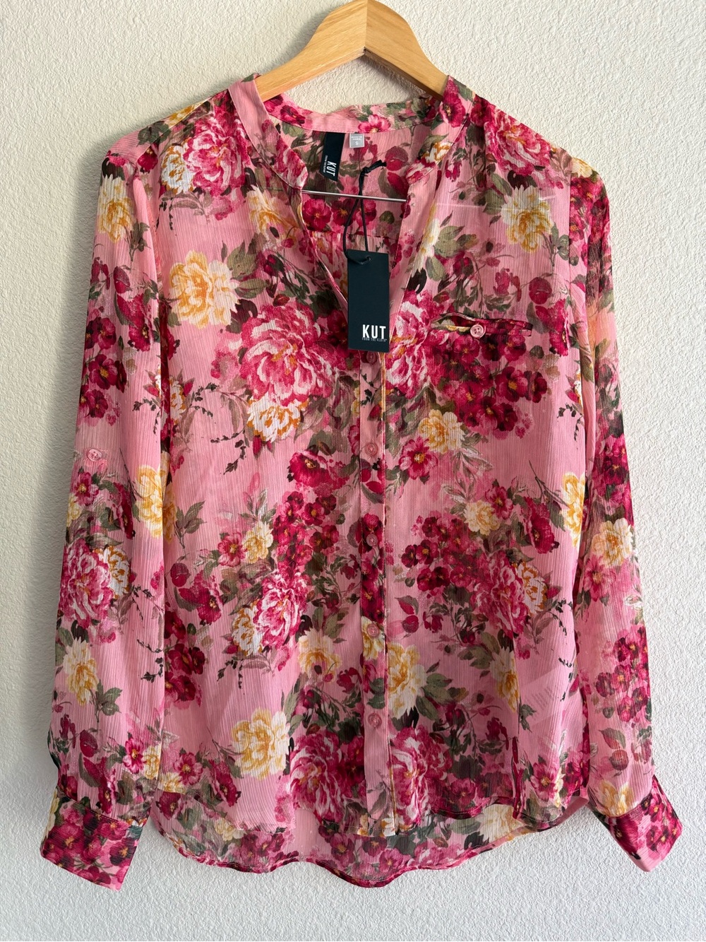 KUT from the Kloth Jasmine Chiffon Button mi-Up Blouse Size S (2-4)